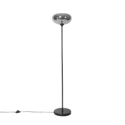 QAZQA Art Deco Stehlampe schwarz mit Rauchglas - Busa -Stehlampen Verkaufsladen 2067 104346 12