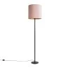 QAZQA Stehlampe schwarz mit Veloursschirm pink/gold 40 cm - Simplo