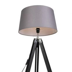 QAZQA Stehleuchte schwarz mit dunkelgrauem Schirm 45 cm - Tripod -Stehlampen Verkaufsladen 2094 92837 4