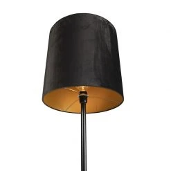 QAZQA Schwarze Stehlampe mit Veloursschirm schwarz mit Gold 40 cm - Simplo 17 QAZQA Schwarze Stehlampe mit Veloursschirm schwarz mit Gold 40 cm - Simplo -Stehlampen Verkaufsladen 2154 98098 5