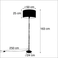 QAZQA Stehlampe grau mit grauem Schirm 50 cm - Simplo -Stehlampen Verkaufsladen 2166 98111 3