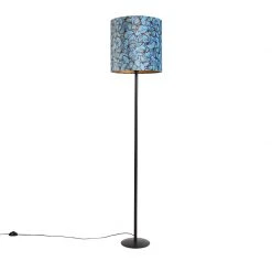 QAZQA Stehlampe mit einem Veloursschirm Schmetterling/Gold 40 cm - Simplo