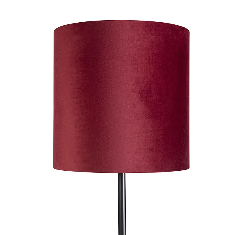 QAZQA Schwarze Stehlampe mit Veloursschirm rot/gold 40 cm - Simplo 4 QAZQA Schwarze Stehlampe mit Veloursschirm rot/gold 40 cm - Simplo – Bild 2