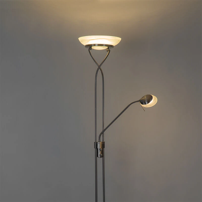 QAZQA Stehlampe Stahl inkl. LED und Dimmer mit Leselampe - Empoli 20 QAZQA Stehlampe Stahl inkl. LED und Dimmer mit Leselampe - Empoli – Bild 18