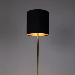 QAZQA Klassische Stehlampe Messing mit schwarzem Schirm 40 cm - Simplo -Stehlampen Verkaufsladen 2216 102181 9