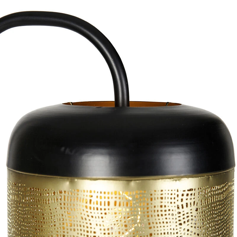 QAZQA Vintage vloerlamp zwart met messing - Kayleigh 4 QAZQA Vintage vloerlamp zwart met messing - Kayleigh – Bild 2