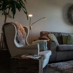 QAZQA Moderne Stehleuchte Stahl mit Leseleuchte inkl. LED - Eva