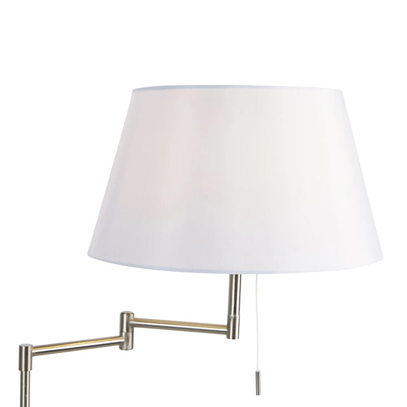 QAZQA Stehlampe aus Stahl mit weißem Schirm und verstellbarem Arm - Ladas Deluxe 5 QAZQA Stehlampe aus Stahl mit weißem Schirm und verstellbarem Arm - Ladas Deluxe – Bild 3