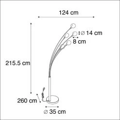 QAZQA Design Stehleuchte Stahl 5 Leuchten - Sixties Marmo -Stehlampen Verkaufsladen 2292 98291 4