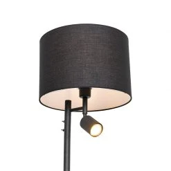 QAZQA Stehlampe schwarz mit weißer Innenseite und Leselampe - Jelena 20 QAZQA Stehlampe schwarz mit weißer Innenseite und Leselampe - Jelena -Stehlampen Verkaufsladen 2306 105567 2
