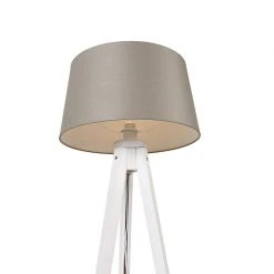 QAZQA Modernes Stativ weiß mit Leinenschirm taupe 45 cm - Tripod Classic 17 QAZQA Modernes Stativ weiß mit Leinenschirm taupe 45 cm - Tripod Classic -Stehlampen Verkaufsladen 2334 104115 4