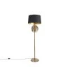 QAZQA Vintage Stehlampe Gold mit Baumwollschirm schwarz - Botanica