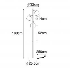 QAZQA Vloerlamp zwart met goud met smoke glas 3-lichts - Zuzanna -Stehlampen Verkaufsladen 2365 105507 3