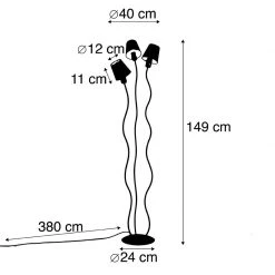 QAZQA Design Stehleuchte schwarz 3-Lichter mit Klemmkappen - Wimme -Stehlampen Verkaufsladen 2367 103549 4