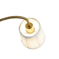 QAZQA Klassische Stehlampe bronzefarbener Stoffschirm weiß mit Leselampe - Retro -Stehlampen Verkaufsladen 2411 103240 8
