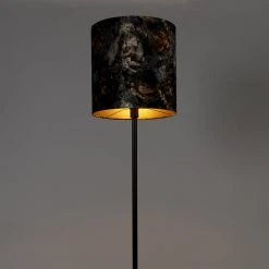QAZQA Klassische Stehlampe schwarzer Stoffschirm Blumen 40 cm - Simplo -Stehlampen Verkaufsladen 2432 104168 10