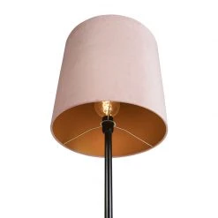 QAZQA Stehlampe schwarz mit Veloursschirm pink/gold 40 cm - Simplo -Stehlampen Verkaufsladen 2438 98574 4