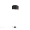 QAZQA Stehlampe grau mit schwarzem Schirm 50 cm - Simplo -Stehlampen Verkaufsladen 2444 98110 0
