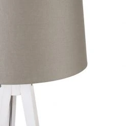 QAZQA Modernes Stativ weiß mit Leinenschirm taupe 45 cm - Tripod Classic 15 QAZQA Modernes Stativ weiß mit Leinenschirm taupe 45 cm - Tripod Classic -Stehlampen Verkaufsladen 2489 104115 2