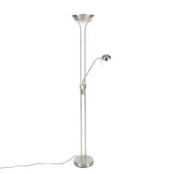 QAZQA Stehleuchte Stahl mit Leselampe inkl. LED und Dimmer - Diva 41 QAZQA Stehleuchte Stahl mit Leselampe inkl. LED und Dimmer - Diva -Stehlampen Verkaufsladen 2514 103419 19