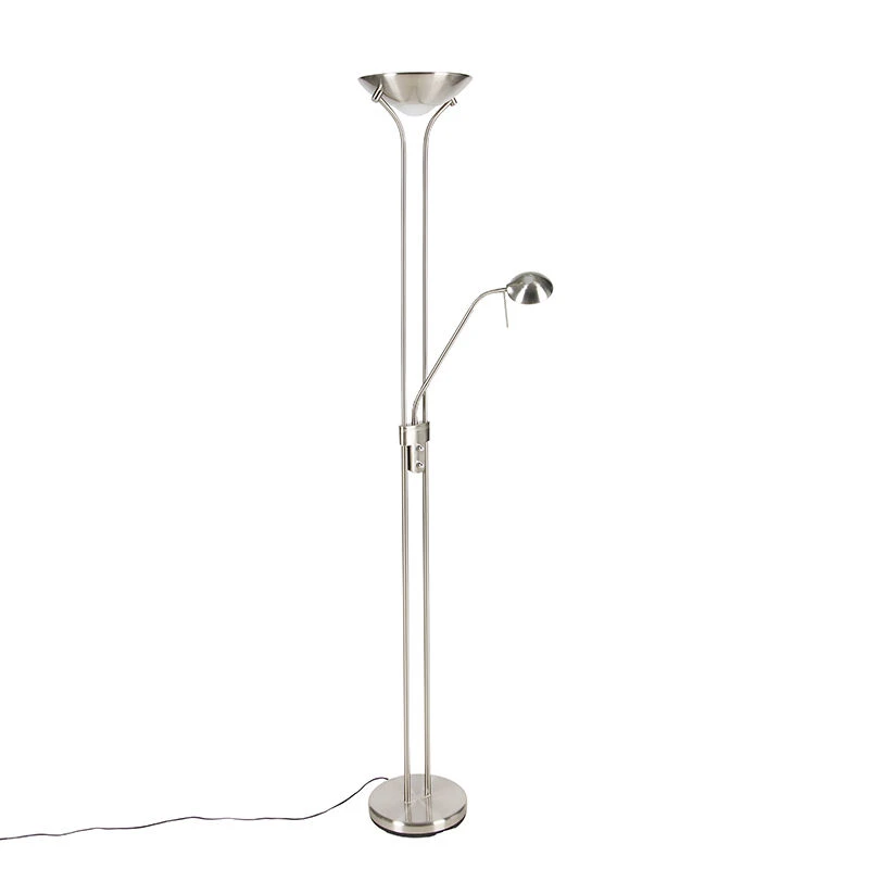 QAZQA Stehleuchte Stahl mit Leselampe inkl. LED und Dimmer - Diva 22 QAZQA Stehleuchte Stahl mit Leselampe inkl. LED und Dimmer - Diva – Bild 20