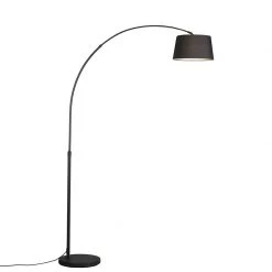 QAZQA Moderne Bogenlampe schwarz mit schwarzem Stoffschirm - Arc Basic -Stehlampen Verkaufsladen 2525 91643 2