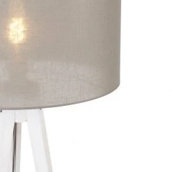 QAZQA Modernes Stehlampenstativ weiß mit Schirm taupe 50 cm - Tripod Classic -Stehlampen Verkaufsladen 2567 104120 2