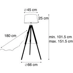 QAZQA Stehleuchte schwarz mit dunkelgrauem Schirm 45 cm - Tripod -Stehlampen Verkaufsladen 2588 92837 3