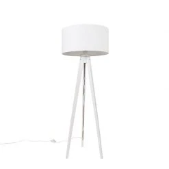 QAZQA Modernes Stehlampenstativ weiß mit weißem Schirm 50 cm - Tripod Classic -Stehlampen Verkaufsladen 2592 104118 10