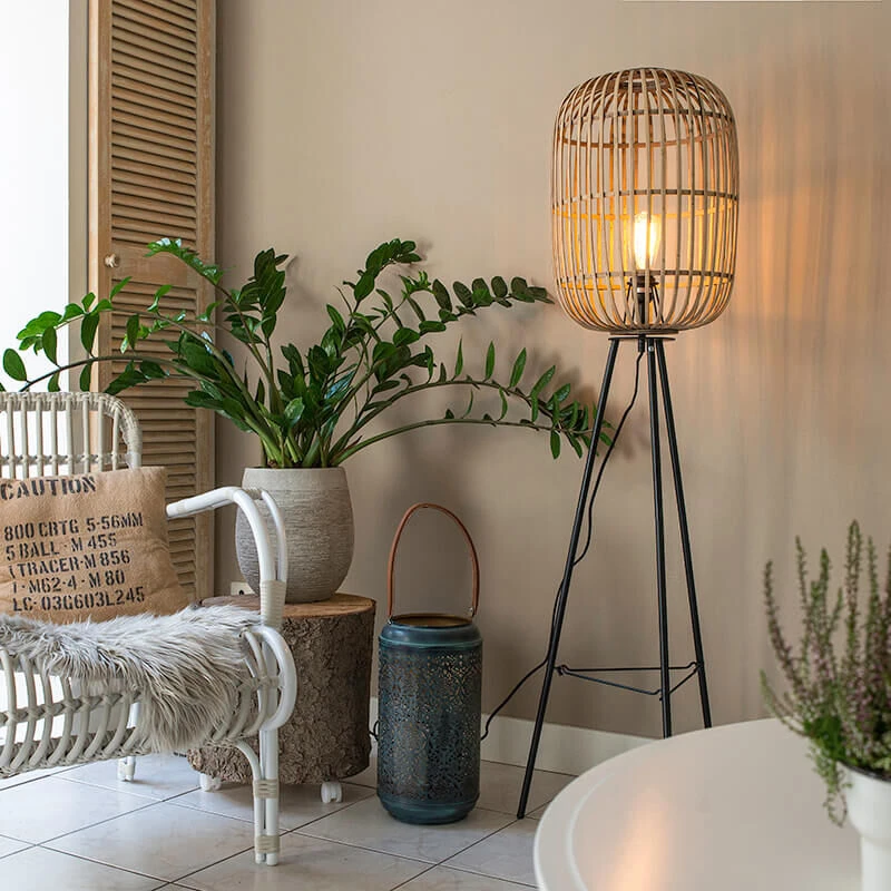 QAZQA Ländliche Stehlampe Rattan - Manila 18 QAZQA Ländliche Stehlampe Rattan - Manila – Bild 16