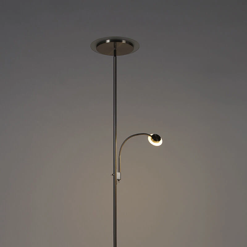 QAZQA Moderne vloerlamp staal incl. LED met leesarm - Chala 15 QAZQA Moderne vloerlamp staal incl. LED met leesarm - Chala – Bild 13