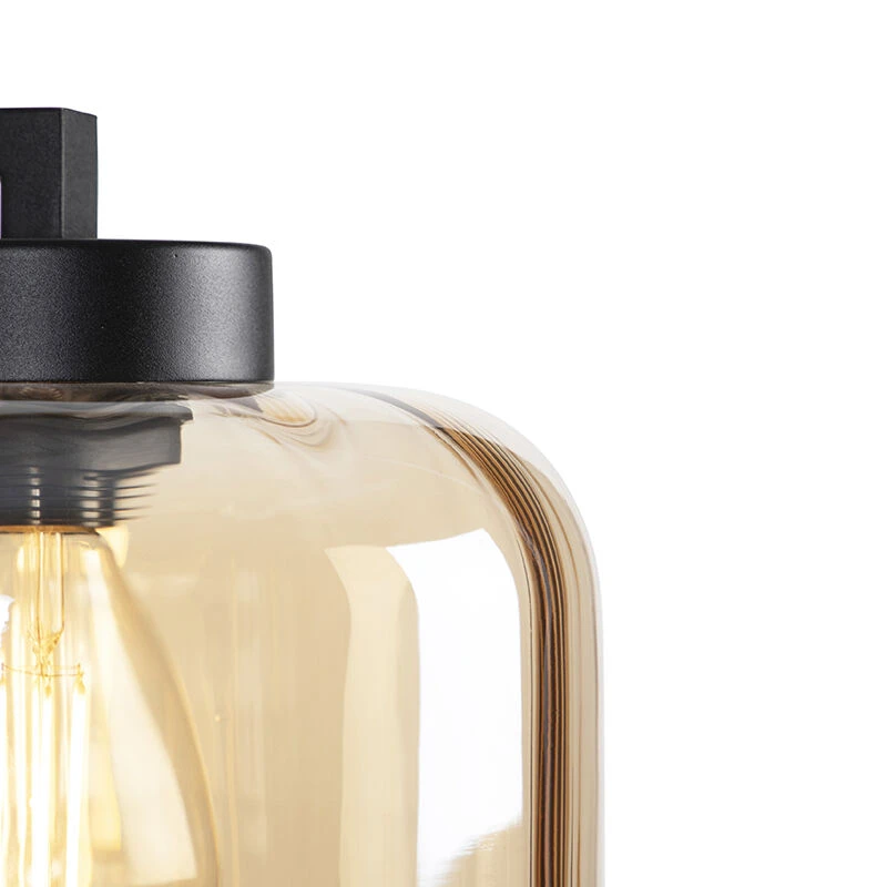 QAZQA Design Stehleuchte schwarz mit Braunglas - Qara 9 QAZQA Design Stehleuchte schwarz mit Braunglas - Qara – Bild 7