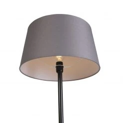 QAZQA Schwarze Stehlampe mit Leinenschirm dunkelgrau 45 cm - Simplo -Stehlampen Verkaufsladen 2615 98577 4