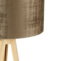 QAZQA Stehlampe Holz mit Stoffschirm braun 50 cm - Tripod Classic -Stehlampen Verkaufsladen 2634 104362 3