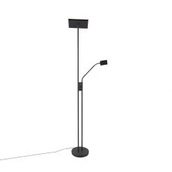 QAZQA Design-Uplighter Jazzy mit Leselampe eckig schwarz -Stehlampen Verkaufsladen 2702 98903 4