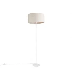 QAZQA Moderne Stehlampe weiß mit pfefferfarbenem Schirm 50 cm - Simplo