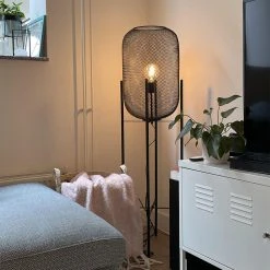 QAZQA Moderne schwarze Stehleuchte - Bliss Mesh -Stehlampen Verkaufsladen 2719 98917 15