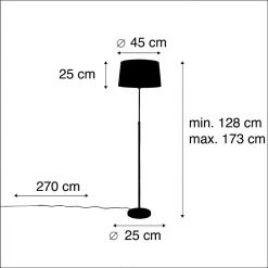 QAZQA Stehlampe schwarz mit dunkelgrauem Leinenschirm 45 cm - Parte -Stehlampen Verkaufsladen 2722 93217 3