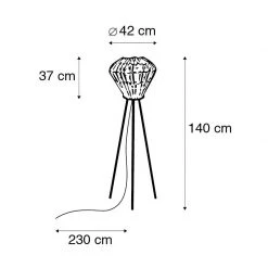 QAZQA Ländliche Stehlampe Stativ Bambus mit Weiß - Canna Diamond -Stehlampen Verkaufsladen 2729 104915 3