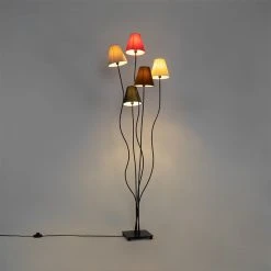QAZQA Design Stehleuchte schwarz mit Stoffschirm 5-flammig - Melis -Stehlampen Verkaufsladen 2755 103871 18