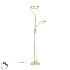 QAZQA Moderne Stehleuchte gold mit Lesearm inkl. LED und Dimmer - Divo