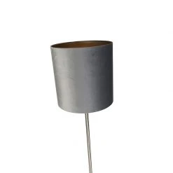 QAZQA Moderne Stehleuchte Stahl Stoffschirm grau 40 cm - Simplo -Stehlampen Verkaufsladen 2815 104171 6