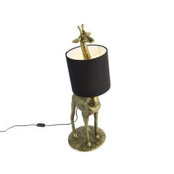 QAZQA Vintage Stehlampe Messing Stoffschirm schwarz - Giraffe To -Stehlampen Verkaufsladen 2841 103809 7