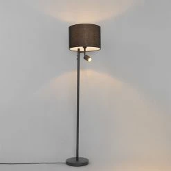 QAZQA Stehlampe schwarz mit weißer Innenseite und Leselampe - Jelena 32 QAZQA Stehlampe schwarz mit weißer Innenseite und Leselampe - Jelena -Stehlampen Verkaufsladen 2846 105567 14