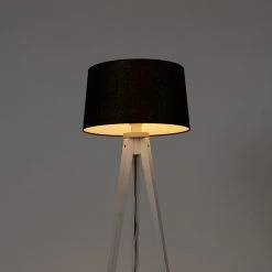 QAZQA Modernes Stativ weiß mit schwarzem Leinenschirm 45 cm - Tripod Classic -Stehlampen Verkaufsladen 2848 104114 9