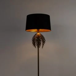 QAZQA Vintage Stehlampe Gold mit Baumwollschirm schwarz - Botanica -Stehlampen Verkaufsladen 2900 103626 5