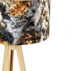 QAZQA Stehlampe Holz mit Stoffschirm Blumen 50 cm - Tripod Classic -Stehlampen Verkaufsladen 2939 104367 2