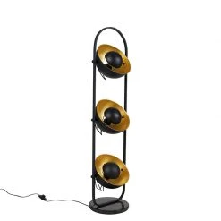 QAZQA Industrielle Stehlampe schwarz mit goldenen 3-Lichtern - Emilienne Novo -Stehlampen Verkaufsladen 2953 103222 15