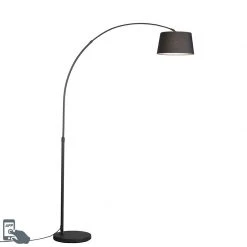 QAZQA Smarte moderne Bogenlampe schwarz inkl. Wifi A60 - Arc Basic