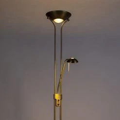 QAZQA Bronze Stehleuchte mit Leseleuchte inkl. LED und Dimmer - Diva 2 -Stehlampen Verkaufsladen 3002 91861 13